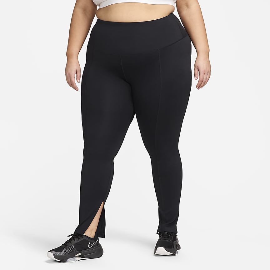 Nike Retro logo split hem leggings in black - ShopStyle Plus Size Pants