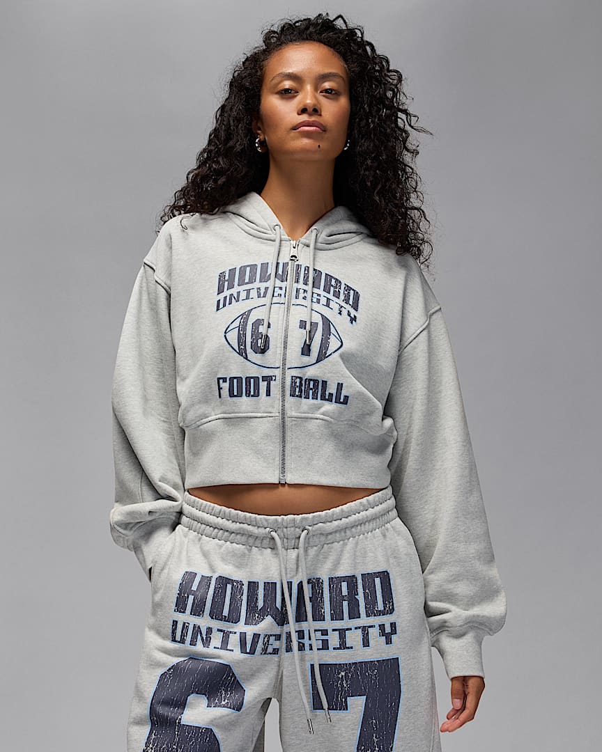 Jordan Flight Fleece x Howard University Women's Full-Zip Cropped Hoodie