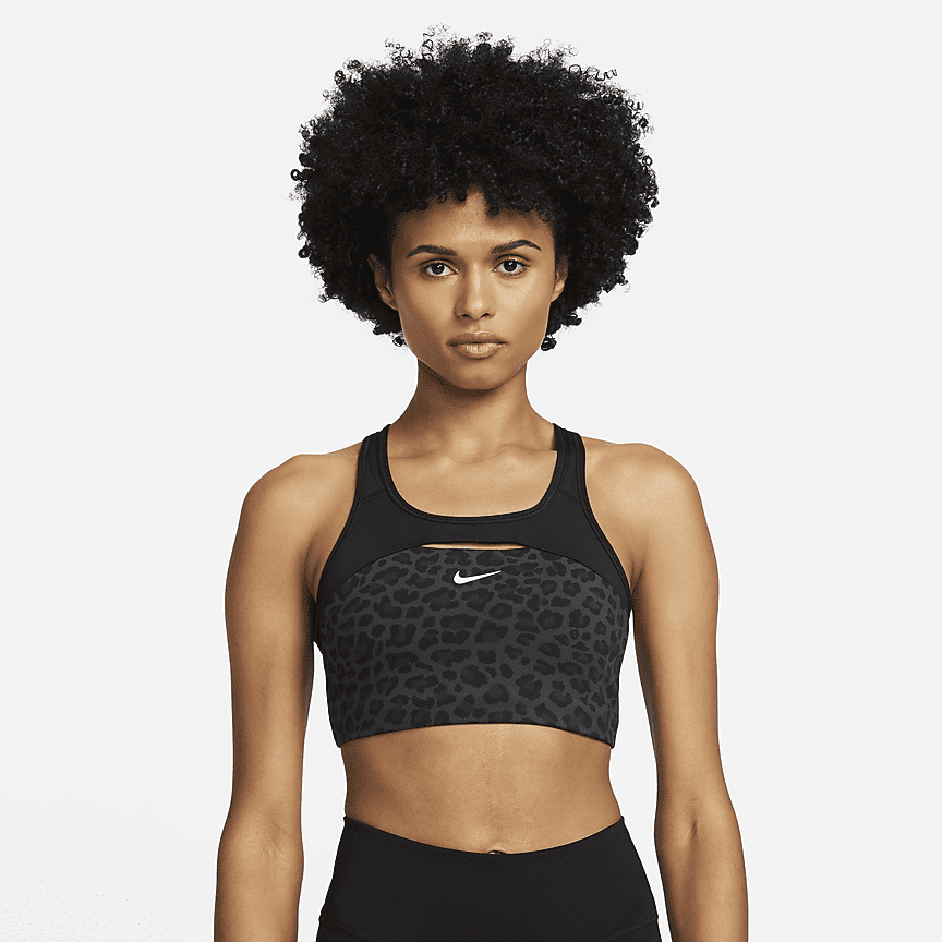 Nike Dri-FIT Swoosh Women's Medium-Support Non-Padded Metallic Graphic  Sports Bra. Nike LU