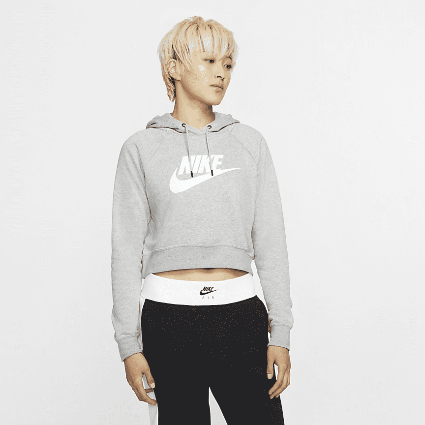 women's sportswear essential cropped moletom com capuz