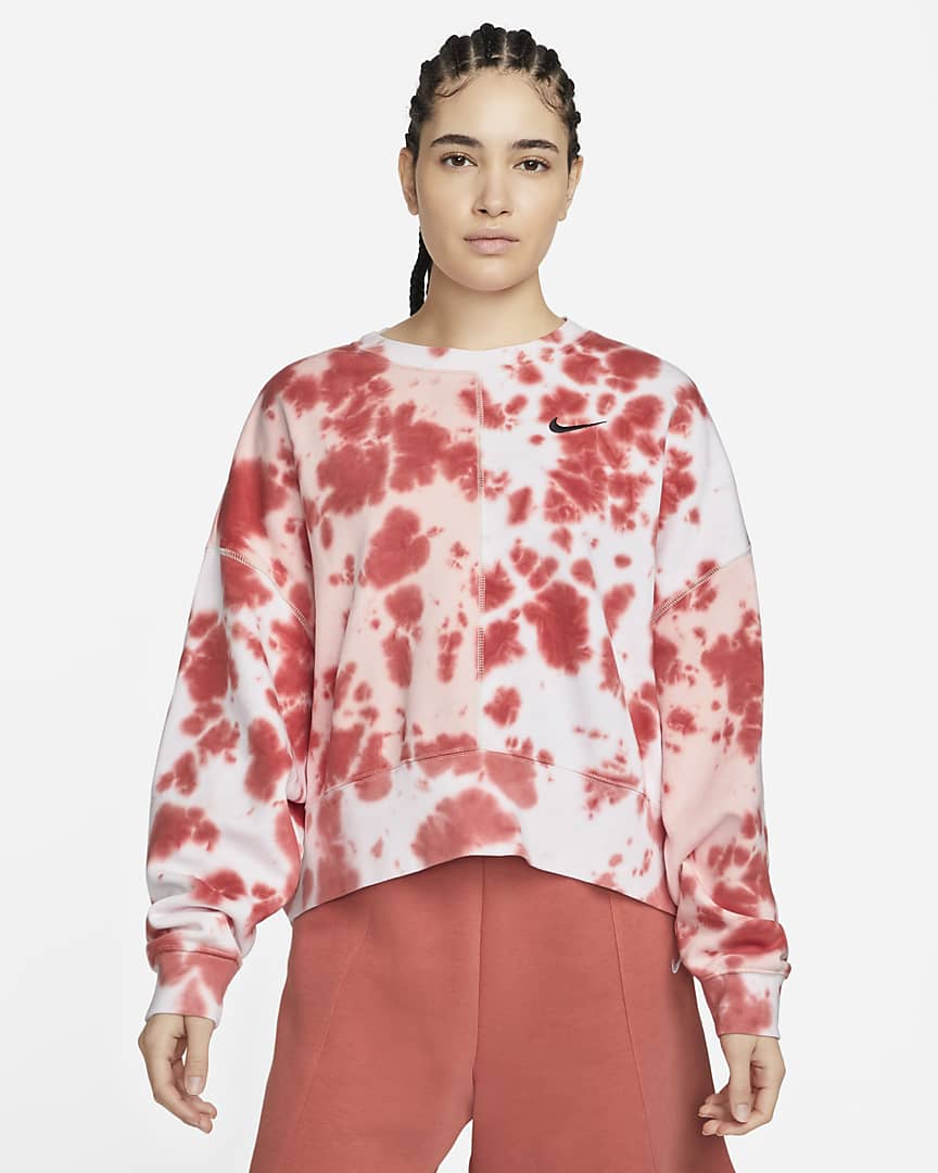 nike.com | Extragroßes Fleece-Sweatshirt mit Batik-Design für Damen