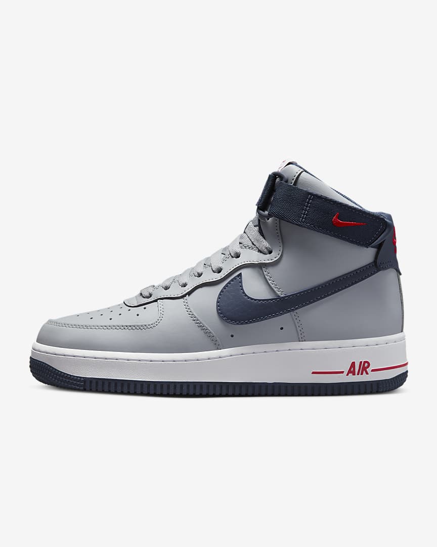 Nike Women's Air Force 1 High Shoes (Grey/Red/Navy)