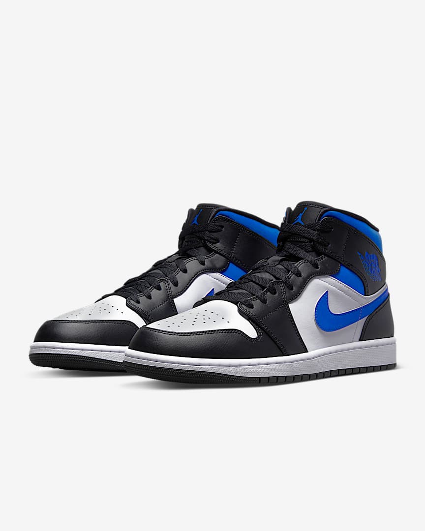 Купить Nike Air Jordan 1 Mid Shoes White/Black/Racer Blue в  интернет-магазине Brandmall