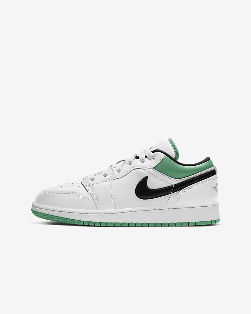 Купить Nike Air Jordan 1 Low Big Kids' Shoe White/Black/Stadium Green в  интернет-магазине Brandmall