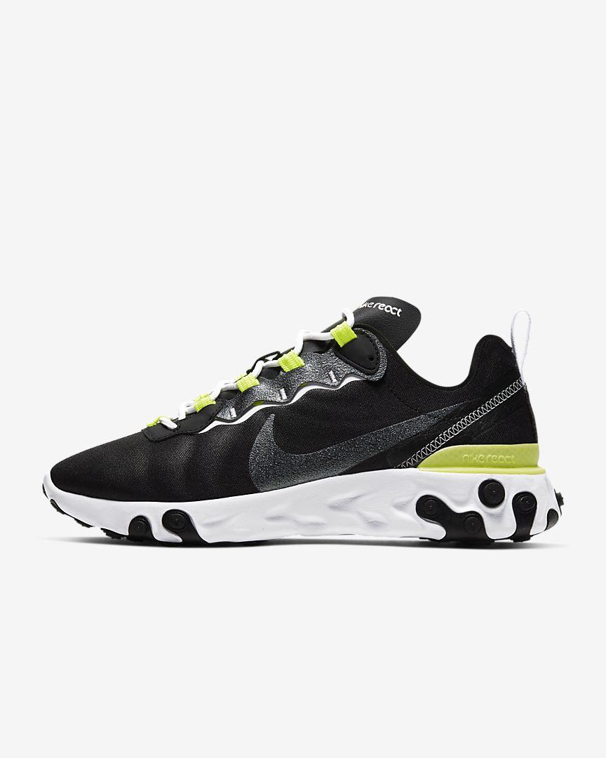Women’s Nike React Element 55 SE ‘Black / Lemon Venom’ .97 Free Shipping