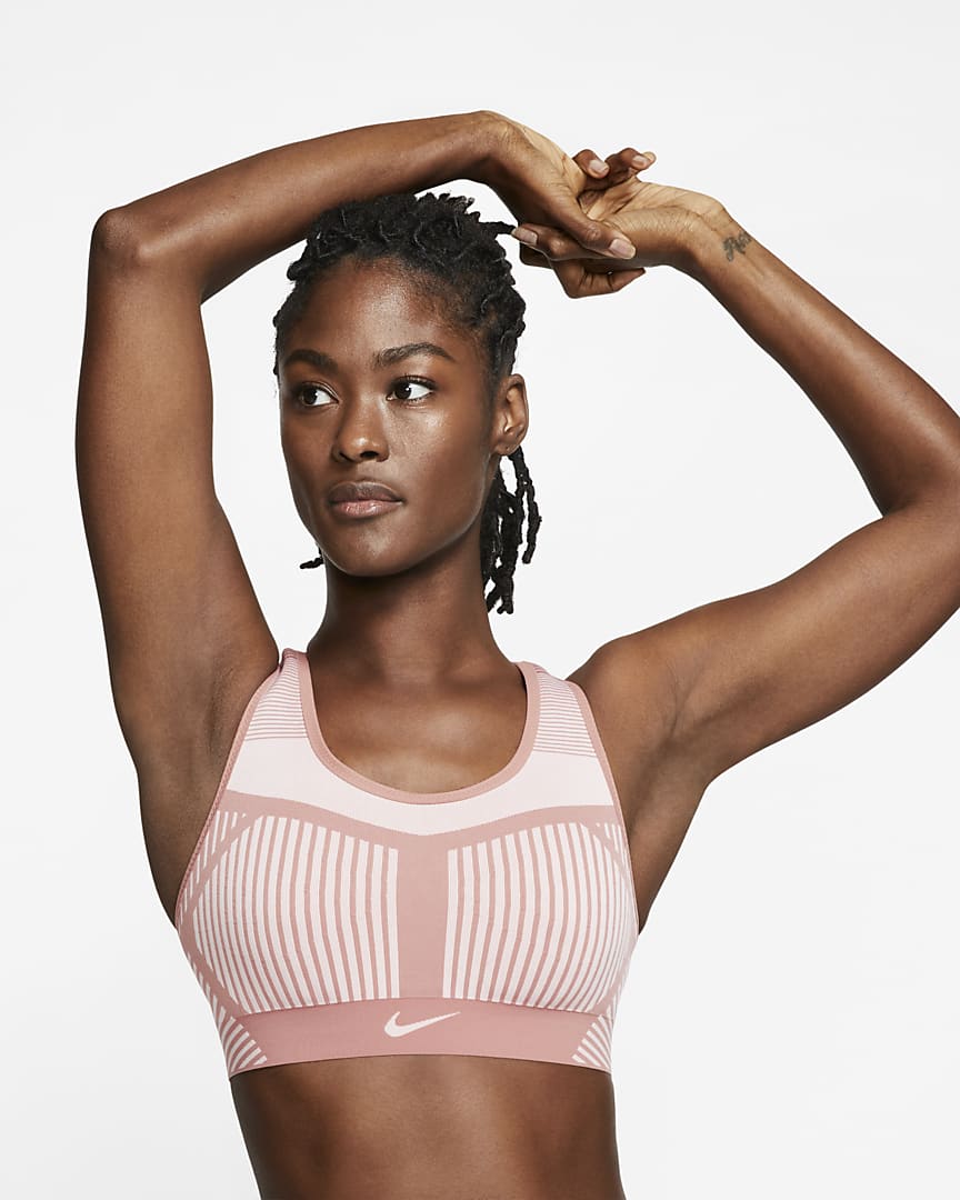 Nike FE/NOM Flyknit High-Support Non-Padded Women's Sports Bra (Pink Quartz/Echo Pink)