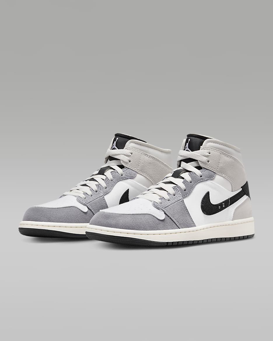 Air Jordan 1 Mid SE Craft Men's Shoes - Cement Grey/White/Tech Grey/Black