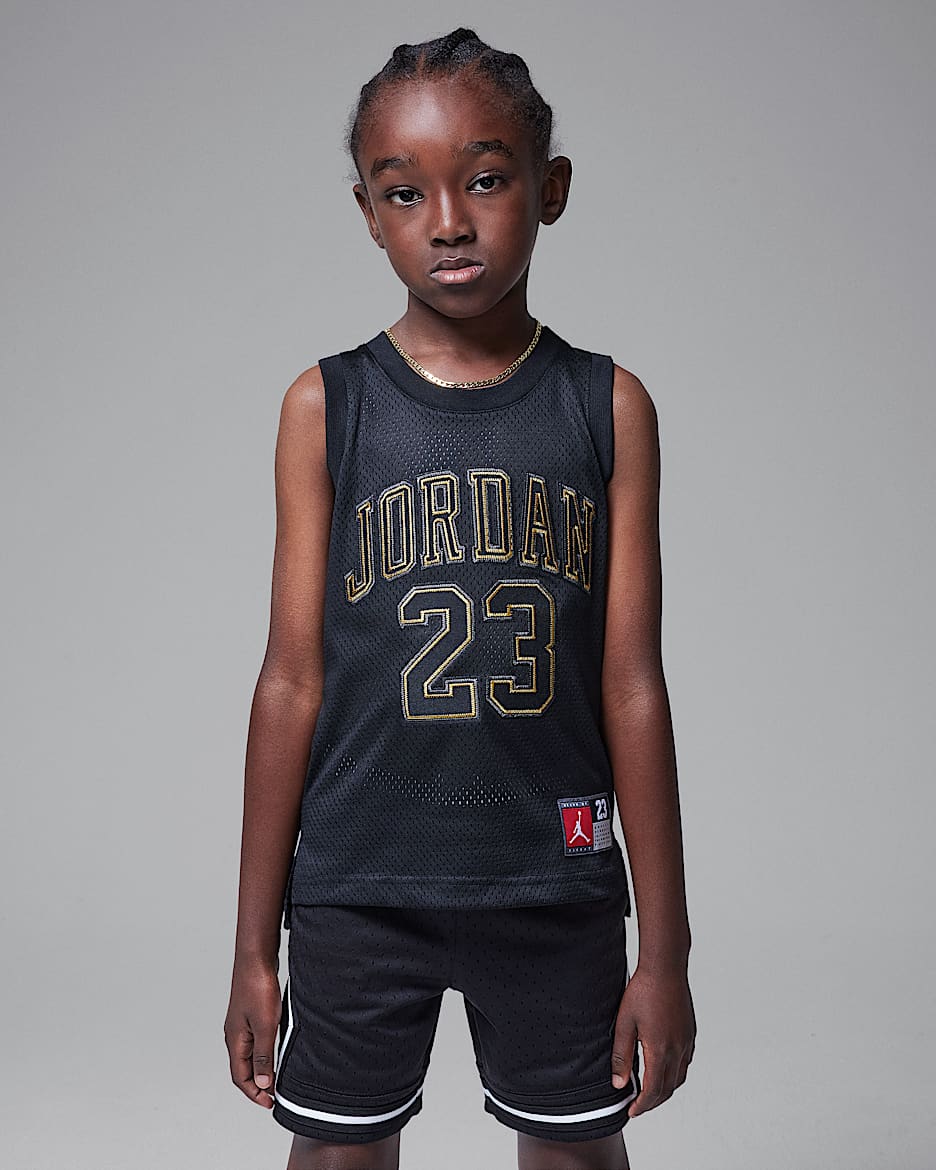 Playera para niños talla pequeña Jordan 23 Jersey - Negro/Oro