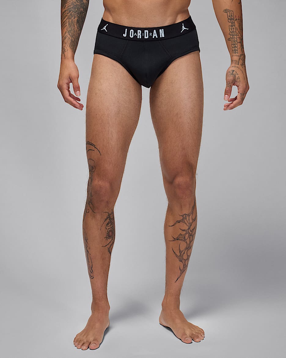 Jordan Men's Flight Cotton Hip Briefs (3-Pack) - Black
