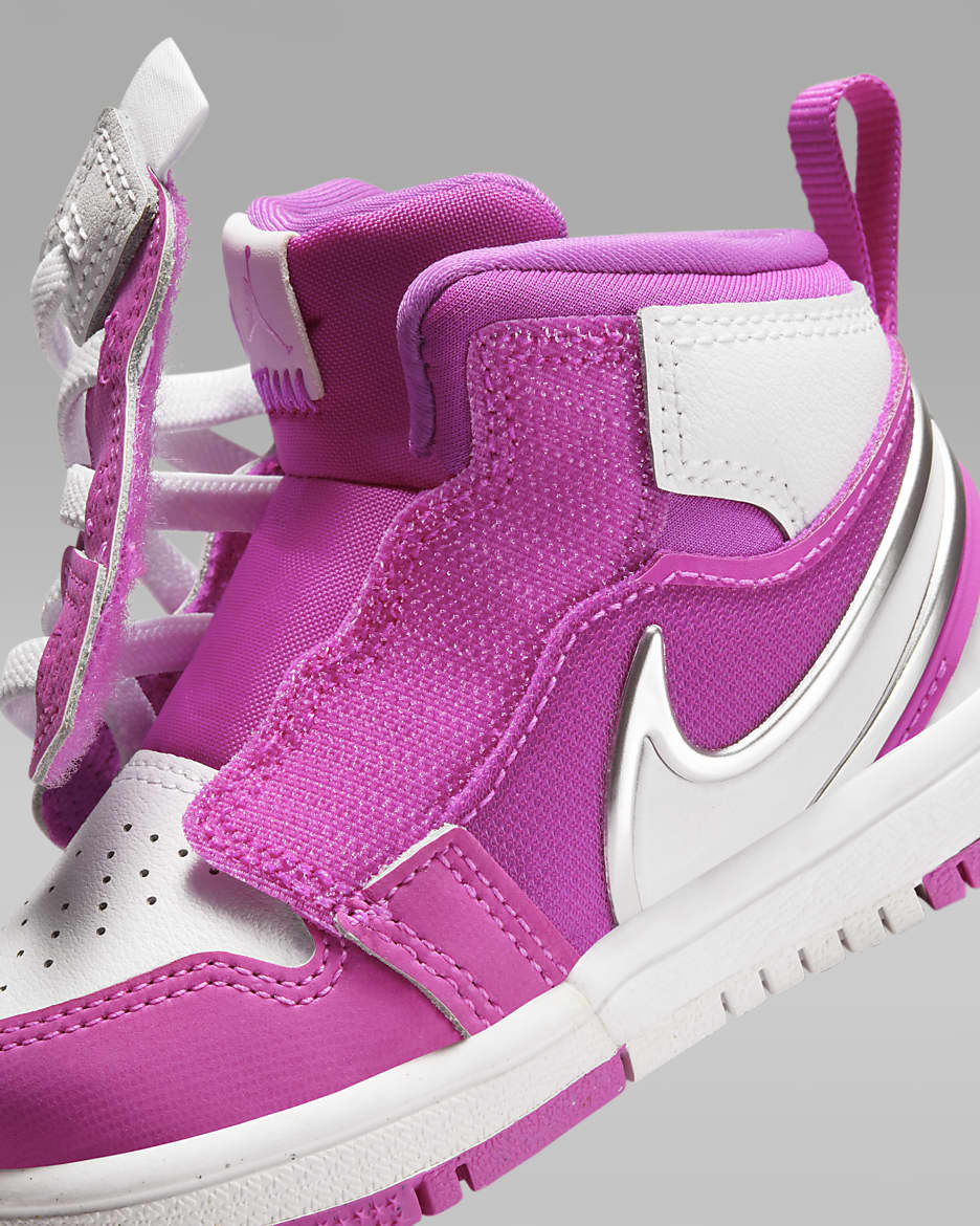 Tenis para bebé e infantil Jordan 1 Mid RM EasyOn - Rosa pasión/Blanco