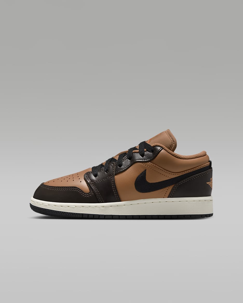 Air Jordan 1 Low SE Big Kids' Shoes - Flax/Baroque Brown/Vintage Coral/Black