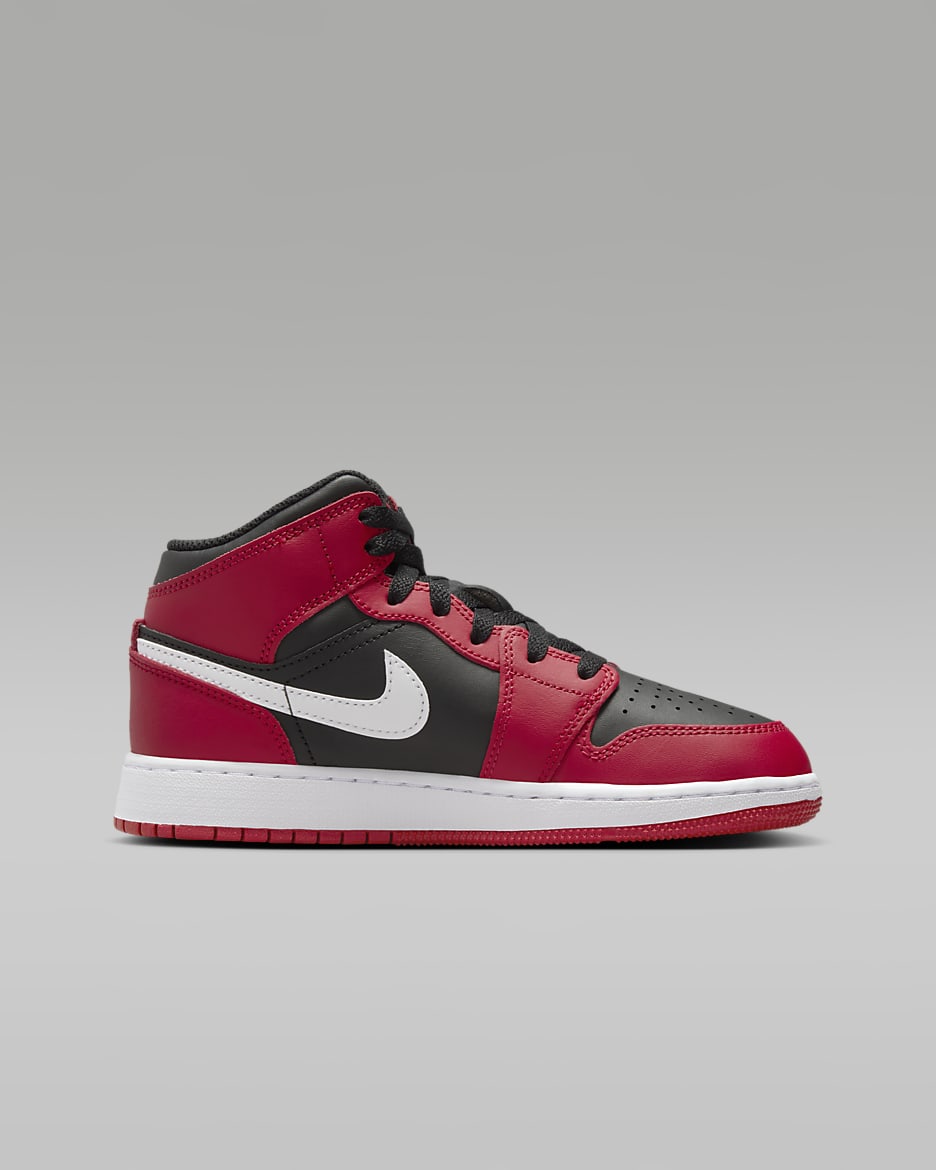 Air Jordan 1 Mid Older Kids' Shoes - Black/Gym Red/White
