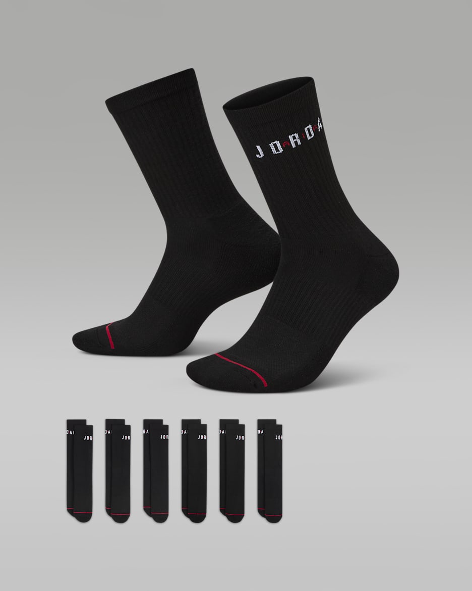 Calcetas (6 pares) Jordan Everyday - Negro/Rojo gimnasio/Blanco