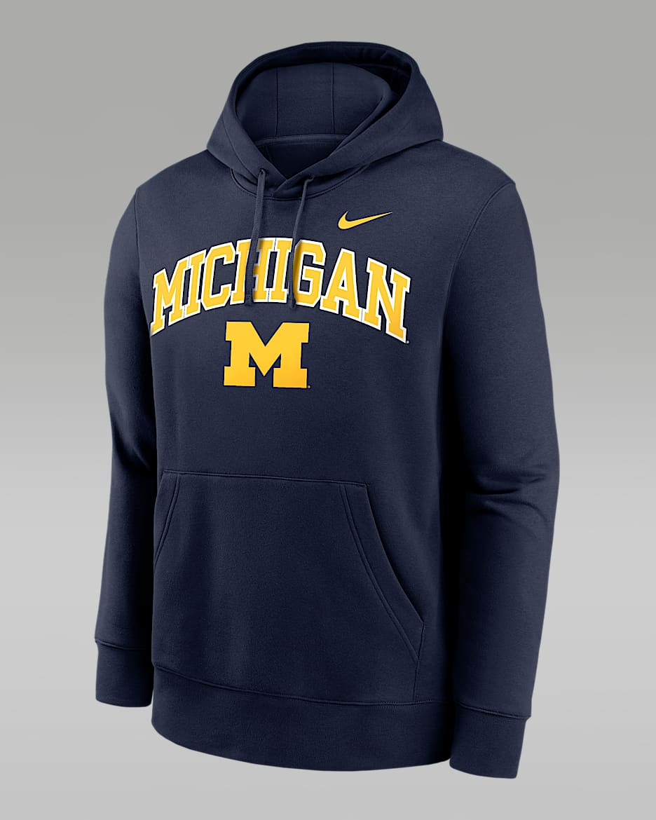 Michigan Arch Men's Nike College Pullover Hoodie - Navy