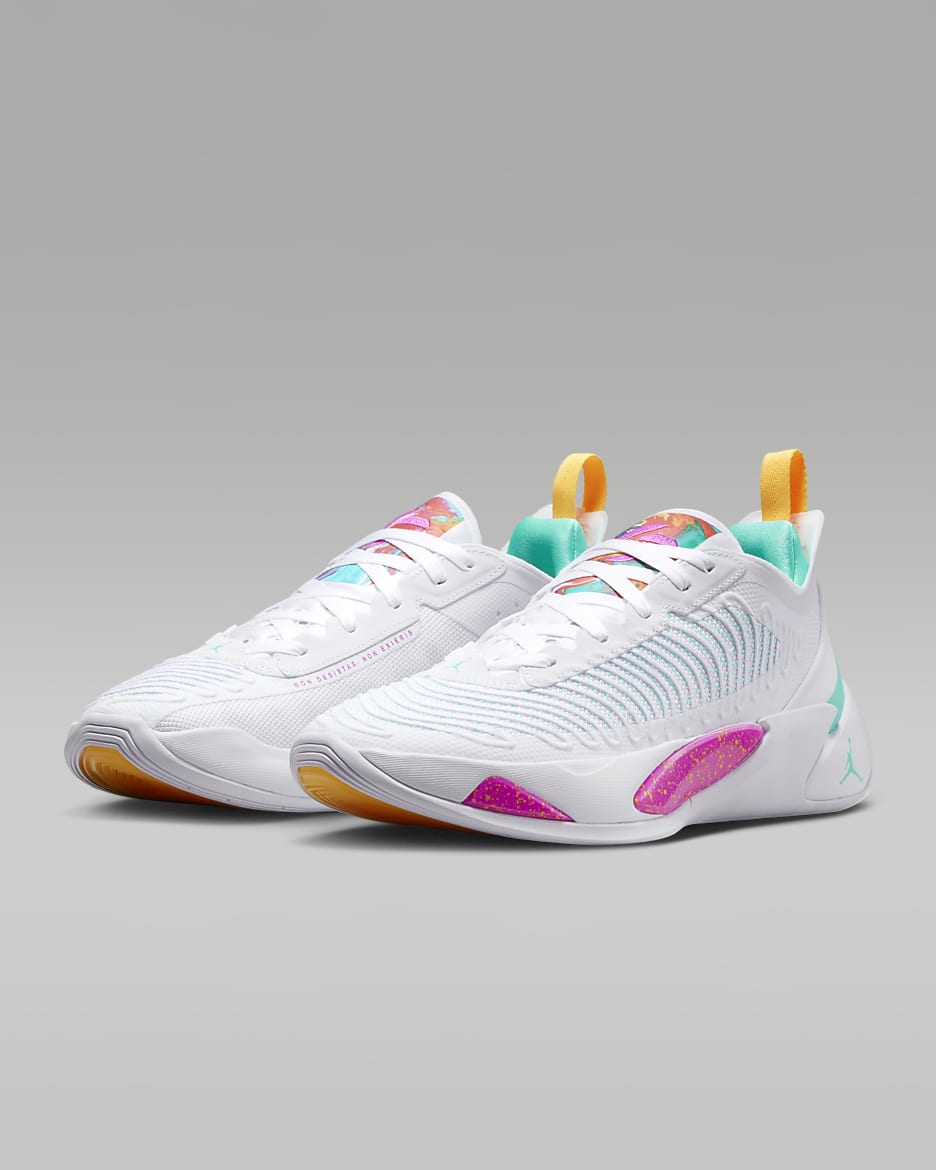 Luka 1 PF Men's Basketball Shoes - White/Dynamic Turquoise/Laser Orange/Fire Pink