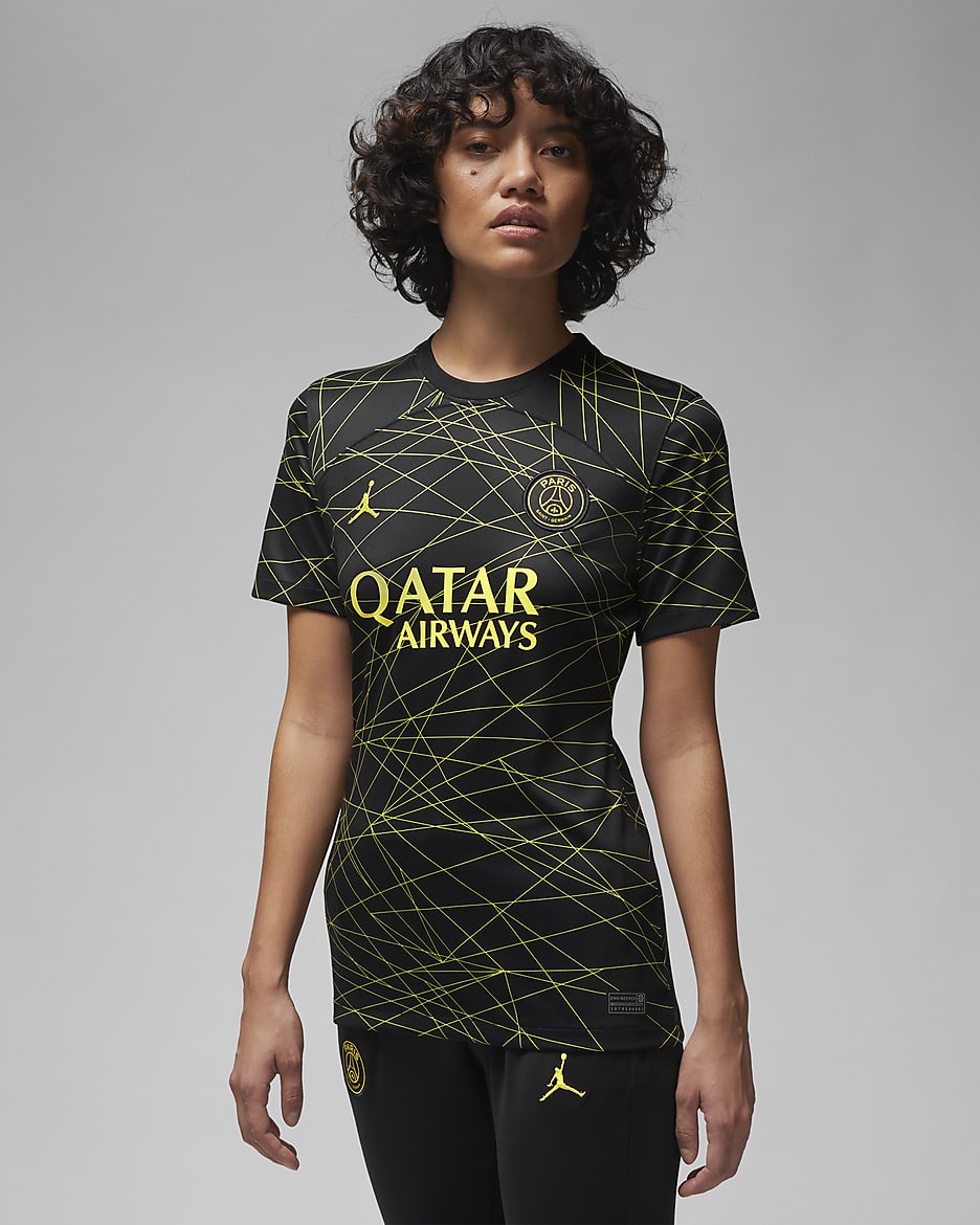 Paris Saint-Germain 2023/24 Stadium Fourth Women's Jordan Dri-FIT Soccer Jersey - Black/Tour Yellow/Tour Yellow