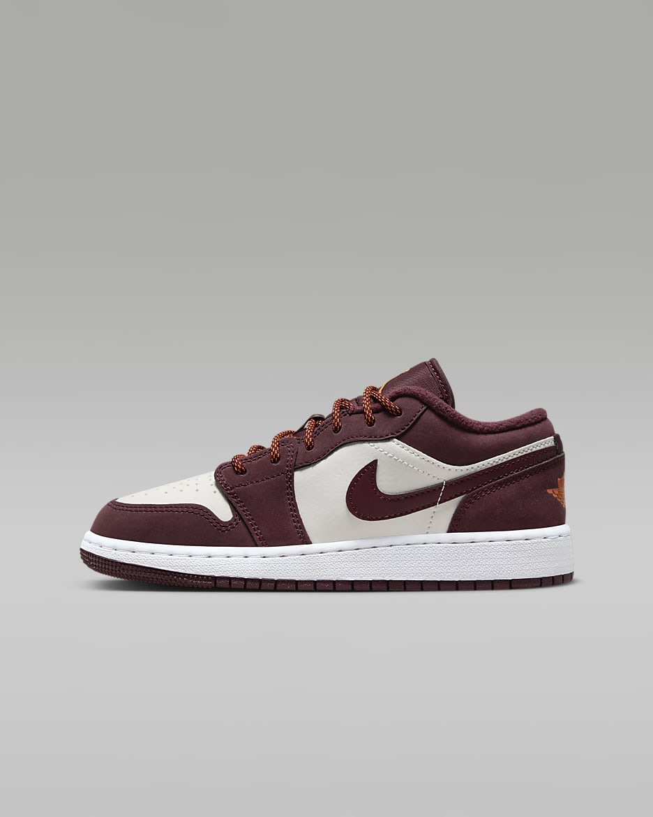 Air Jordan 1 低筒大童鞋款 - Phantom/Total Orange/白色/Night Maroon