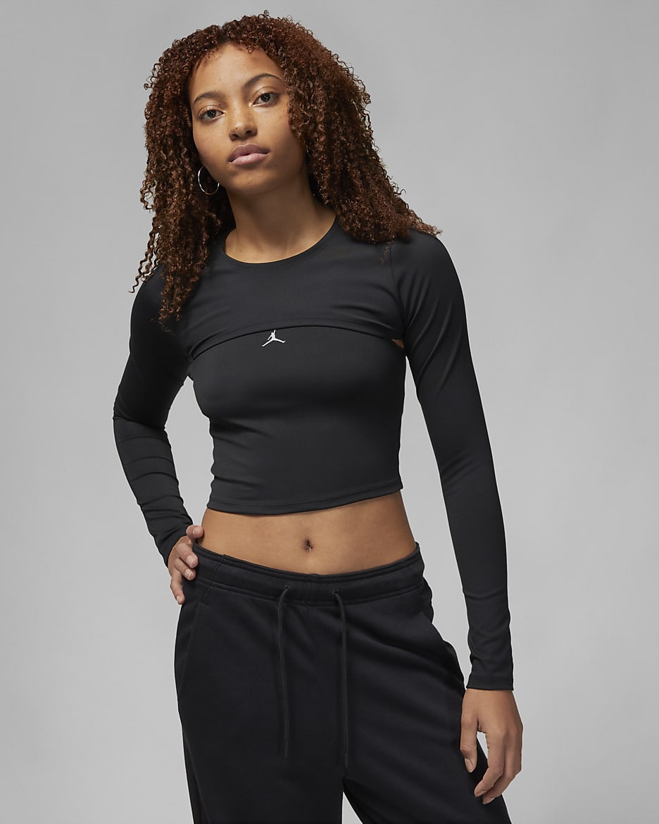 Haut à manches longues 2-en-1 Jordan Sport pour Femme - Noir/Stealth