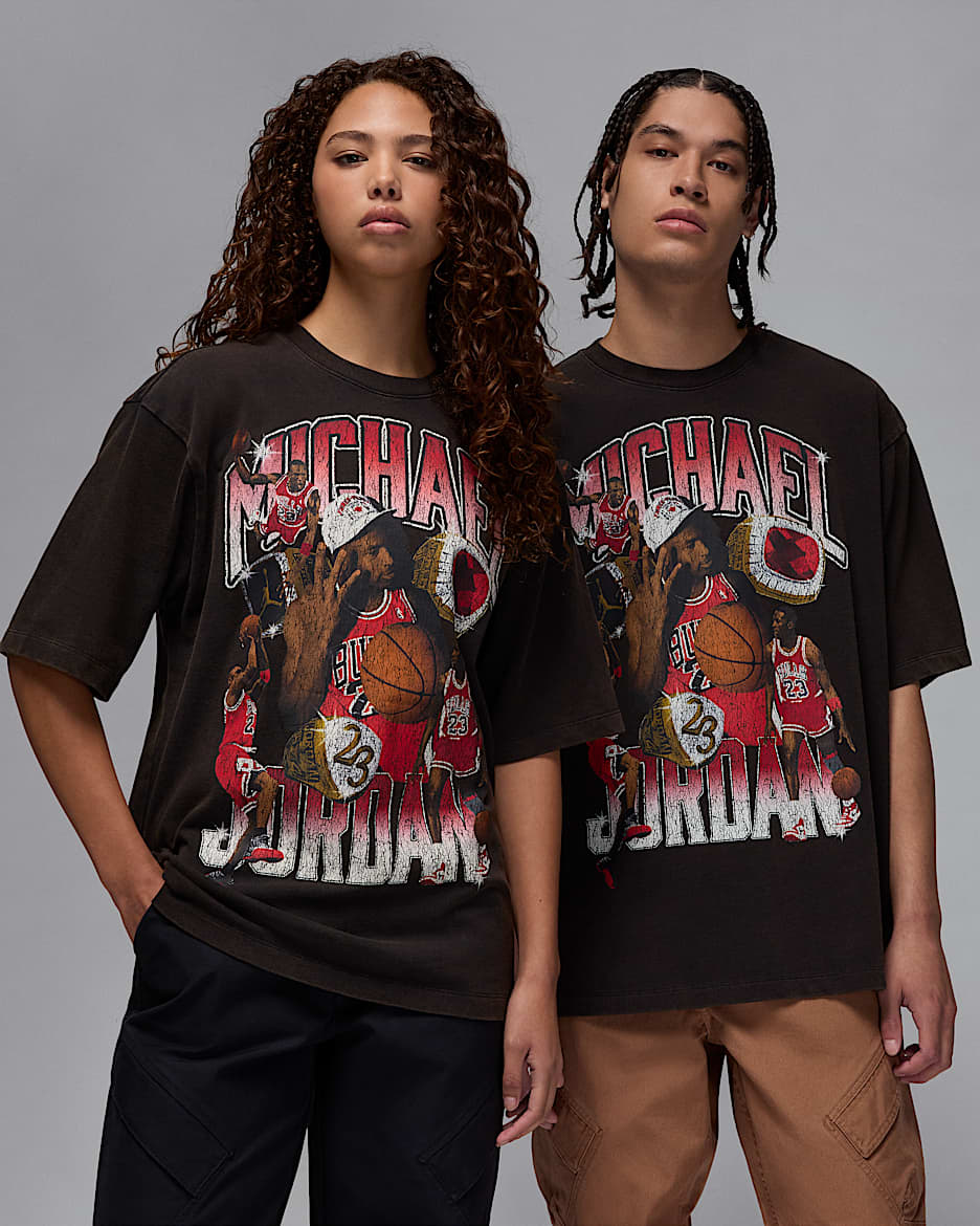 Playera oversized para hombre Jordan Flight Essentials - Negro/Rojo universitario/Rojo universitario