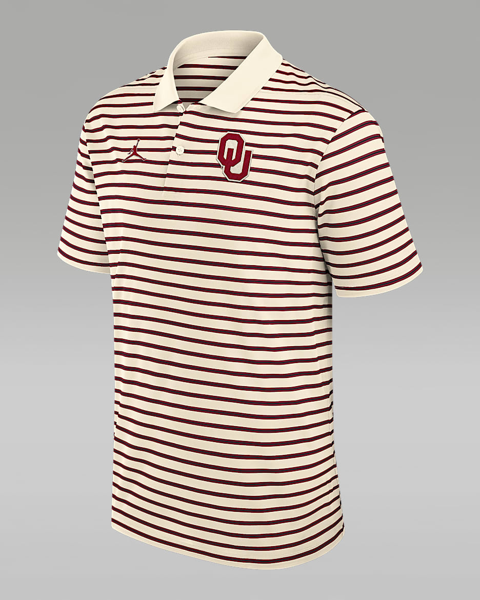 Oklahoma Striped Men's Jordan Brand Dri-FIT College Polo - Tan/Beige
