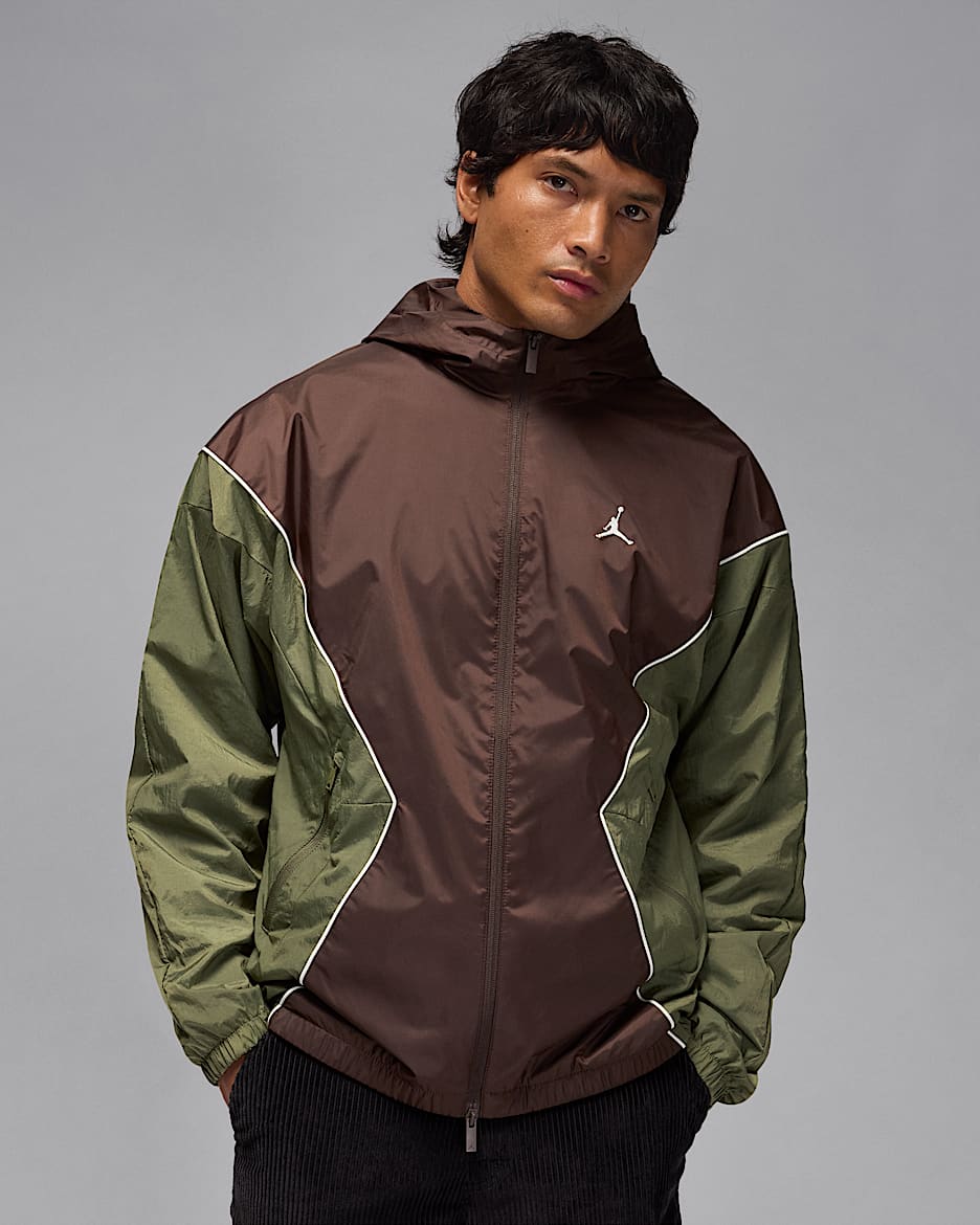 Jordan Brooklyn Men's Hooded Draft Jacket - Baroque Brown/Medium Olive/Sail/Sail