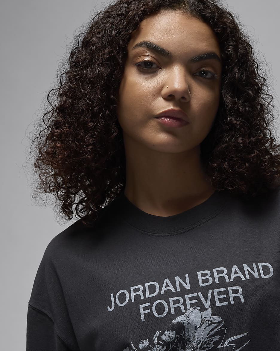 T-shirt folgada com grafismo Jordan para mulher - Off Noir