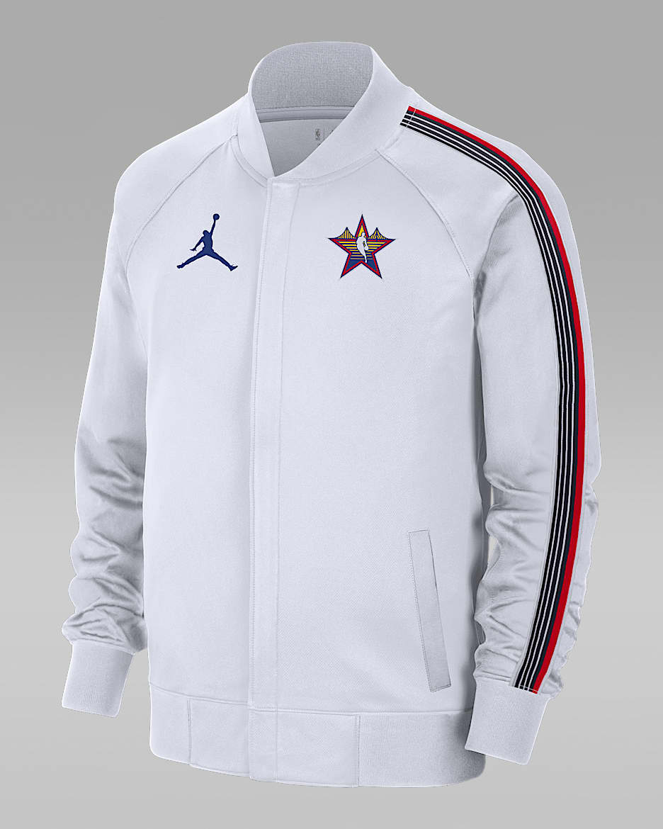 2025 All-Star Weekend Showtime Men's Jordan NBA Long-Sleeve Full-Zip Jacket - White/Rush Blue