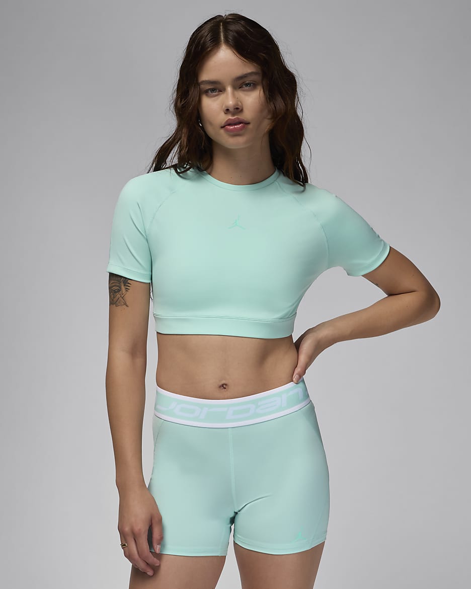 Top ad alte prestazioni stile body Jordan Sport – Donna - Light Dew/Hyper Turquoise