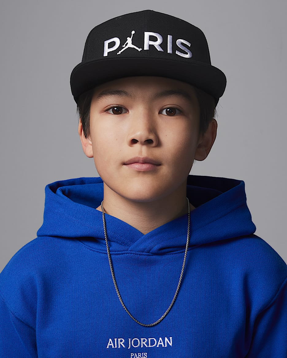 Gorra de visera plana para niños talla grande Jordan Paris Saint-Germain - Negro