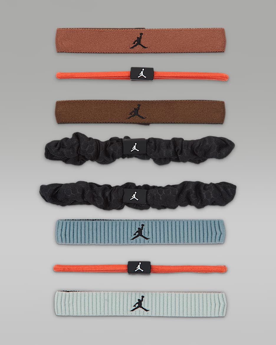 Jordan Sport Gomas elásticas variadas para el pelo (Paquete de 8) - Red Bark/Team Orange/Negro