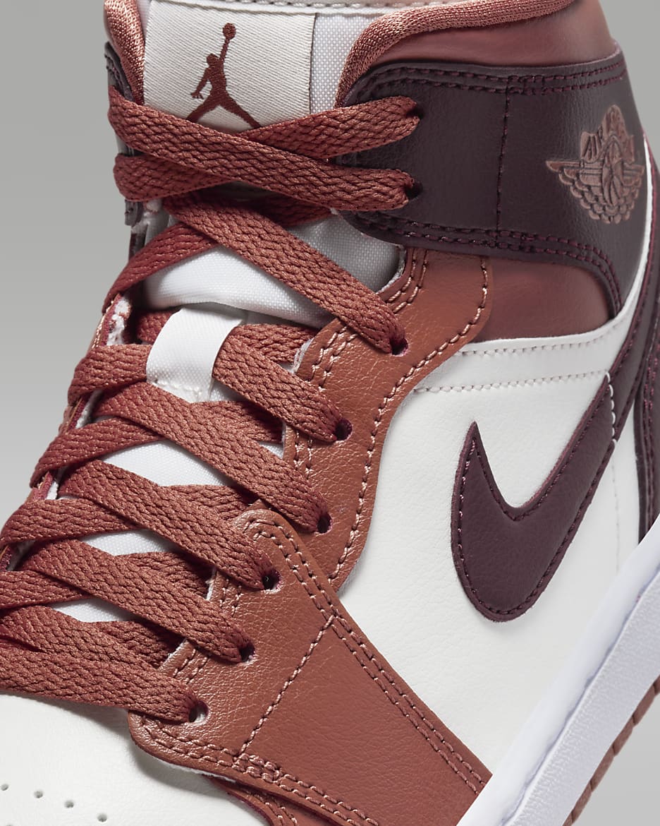 Air Jordan 1 Mid Women's Shoes - Dusty Peach/Sail/White/Night Maroon