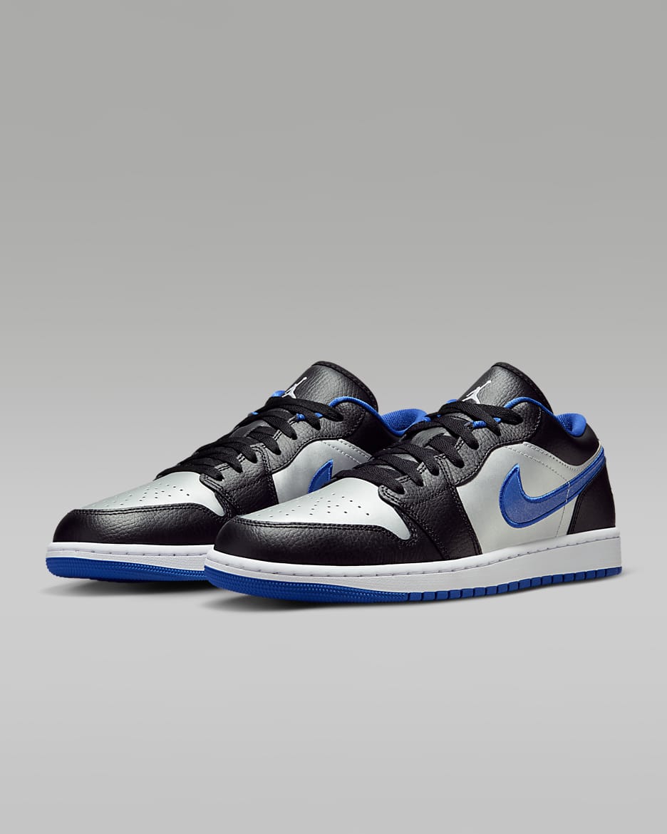 Air Jordan 1 Low Men's Shoes - Black/Game Royal/Metallic Platinum/White