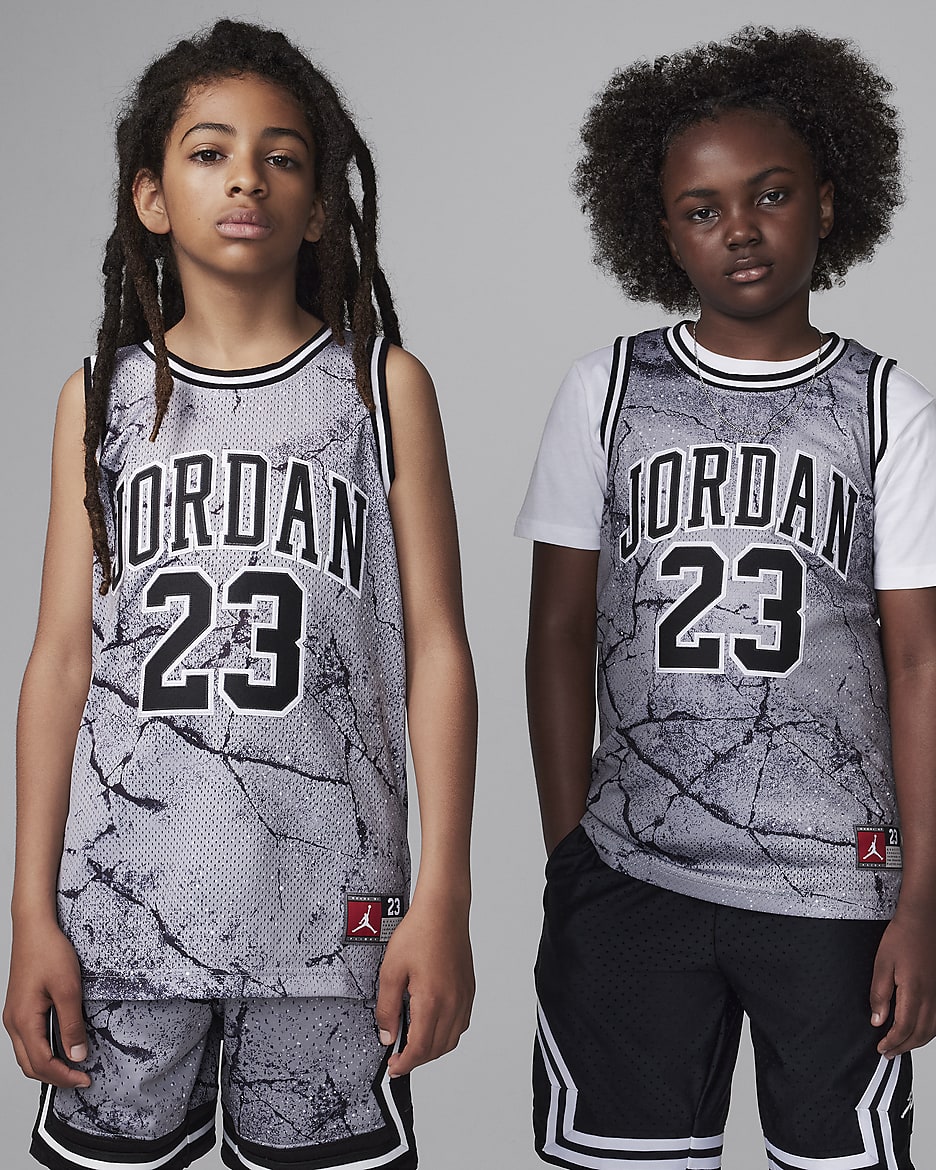 Koszulka dla dużych dzieci Jordan 23 Striped Jersey - Cement Grey