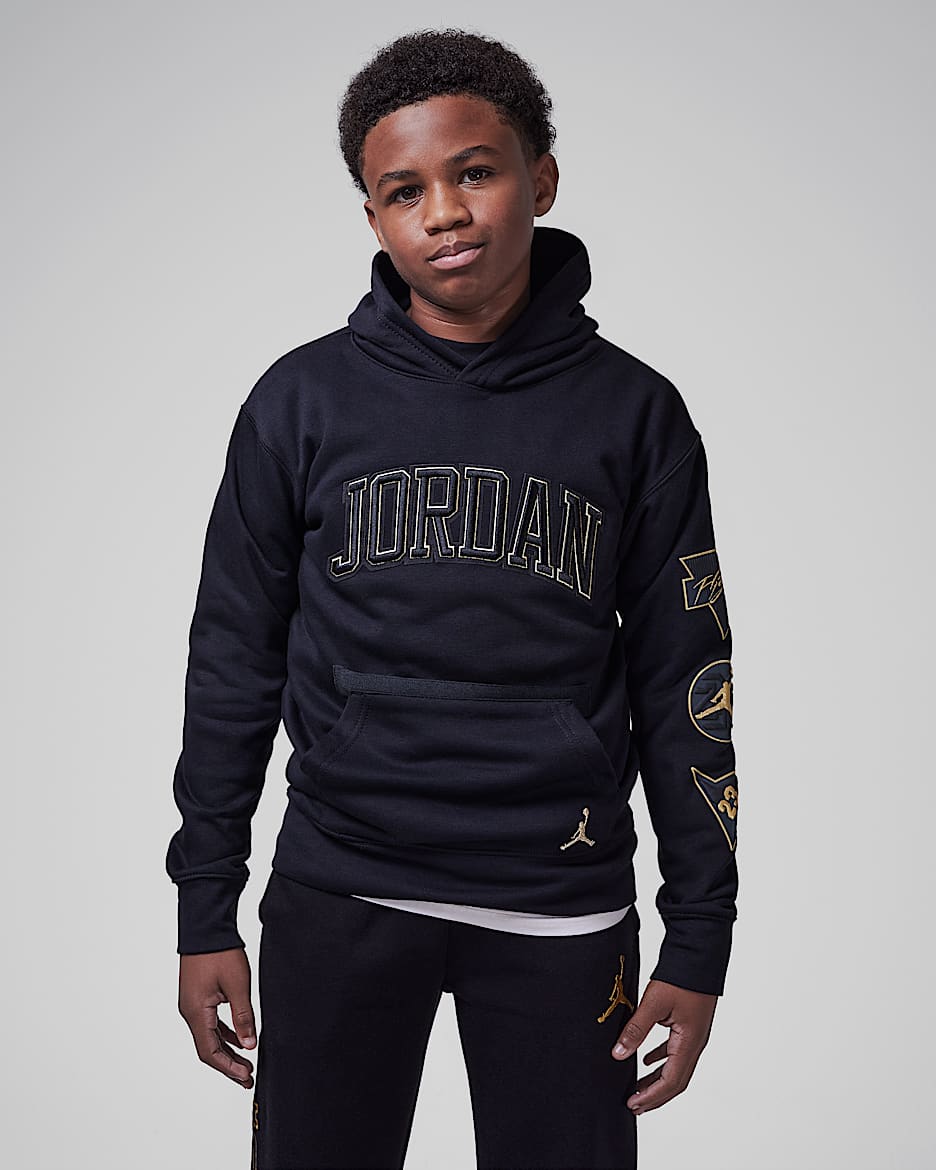 Sudadera con gorro sin cierre para niños talla grande Jordan "See Me Shine" - Negro