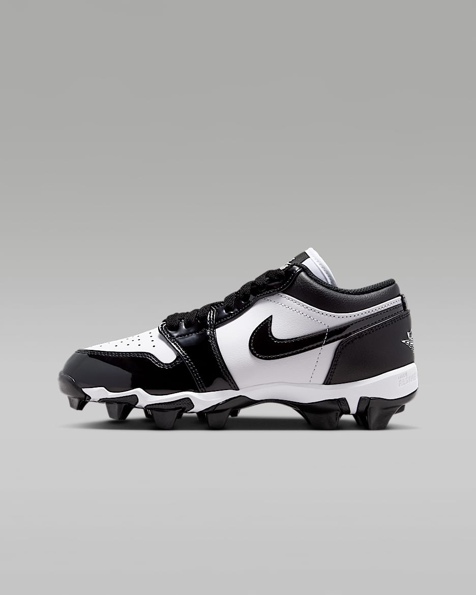 Jordan 1 Low Little/Big Kids' Cleats - White/Black/Black