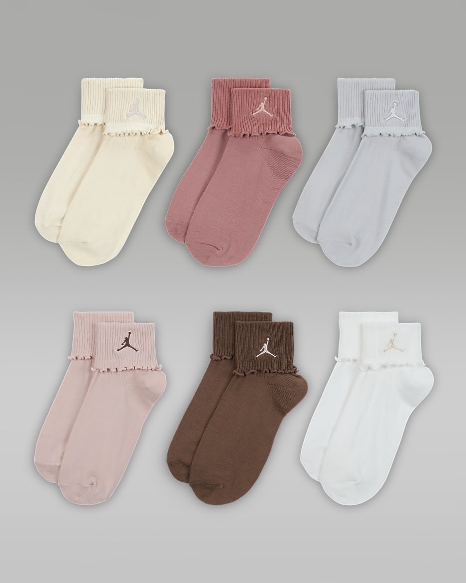 Jordan Big Kids' Foldover Ankle Socks (6 Pairs) - Legend Light Brown