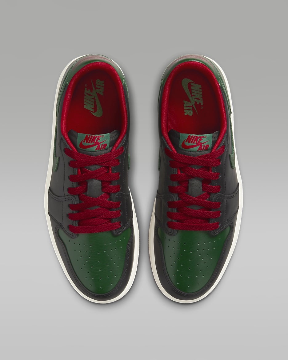 Air Jordan 1 Low OG 'Black/Gorge Green' Women's Shoes - Black/Varsity Red/Sail/Gorge Green