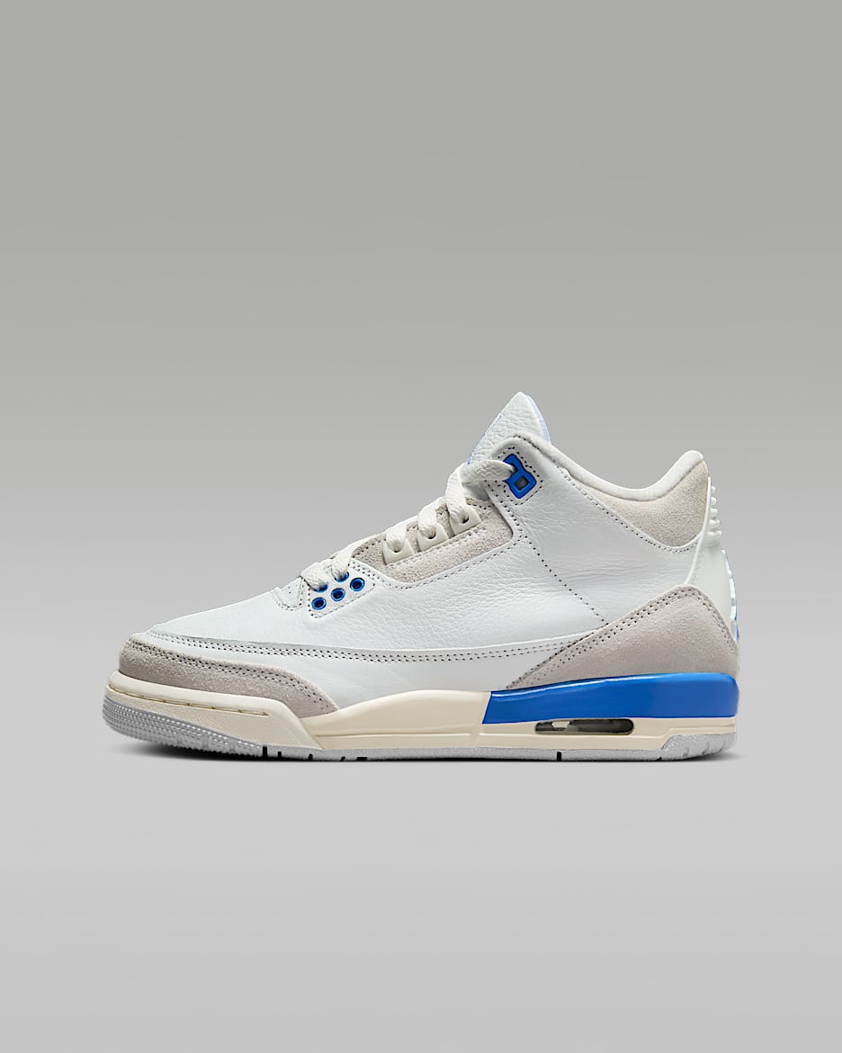 Air Jordan 3 Retro "Lucky Shorts" Big Kids' Shoes - Summit White/Legend Blue/Photon Dust/Hydrogen Blue