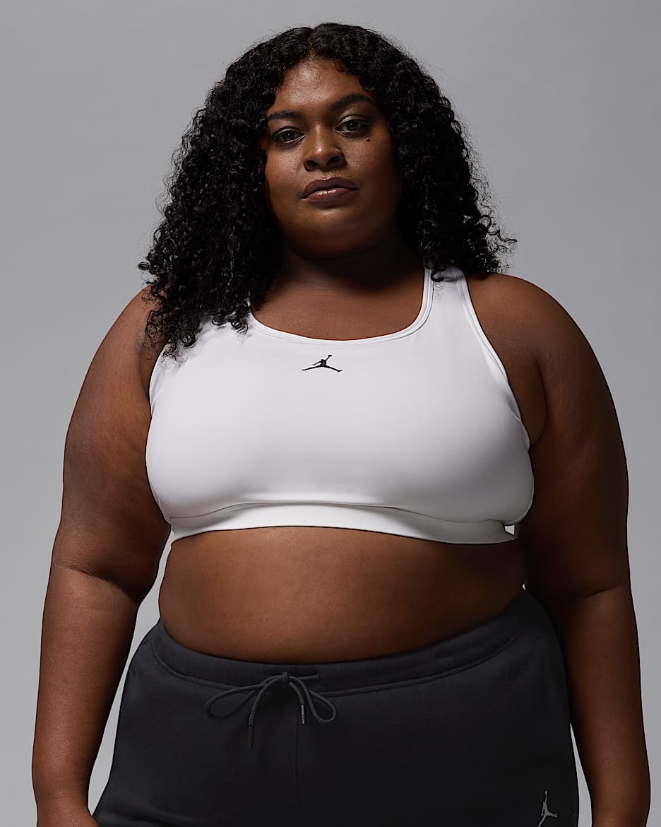 Bra Jumpman de media sujeción con almohadillas para mujer (talla grande) Jordan Sport - Blanco/Malva piedra/Negro