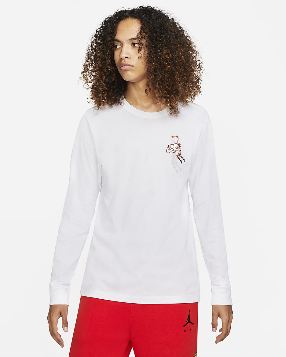Playera de manga larga para hombre Jordan Jumpman - Blanco/Rojo chile