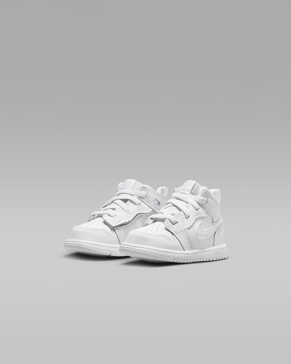 Chaussure Jordan 1 Mid Alt pour bébé et tout-petit - Blanc/Blanc/Blanc