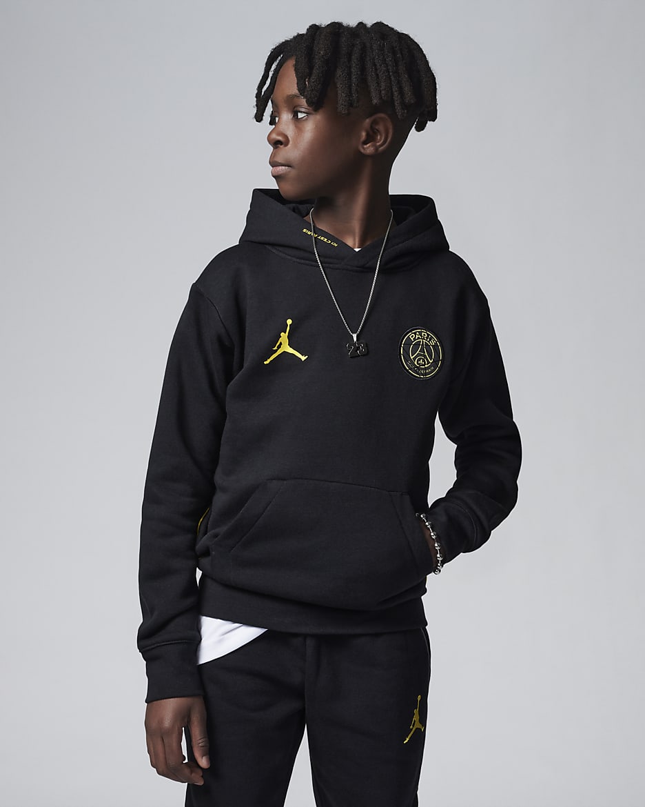 パリ サンジェルマン（PSG） ジュニア フリース プルオーバー パーカー - ブラック