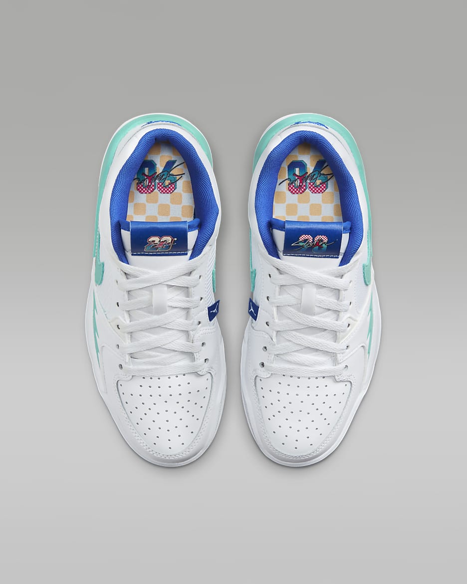 Jordan Stadium 90 SE Older Kids' Shoes - White/Hyper Jade/Tangerine Tint/Hyper Royal