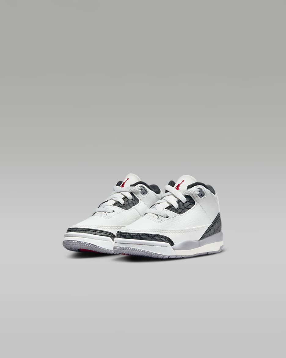 Jordan 3 Retro 'Cement Grey' Baby/Toddler Shoes - Summit White/Cement Grey/Black/Fire Red