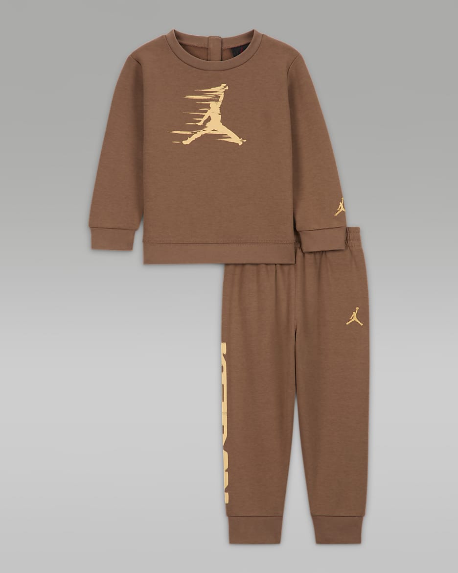 Jordan MJ Flight MVP Baby (12-24M) 2-Piece Fleece Crew Set - Archaeo Brown