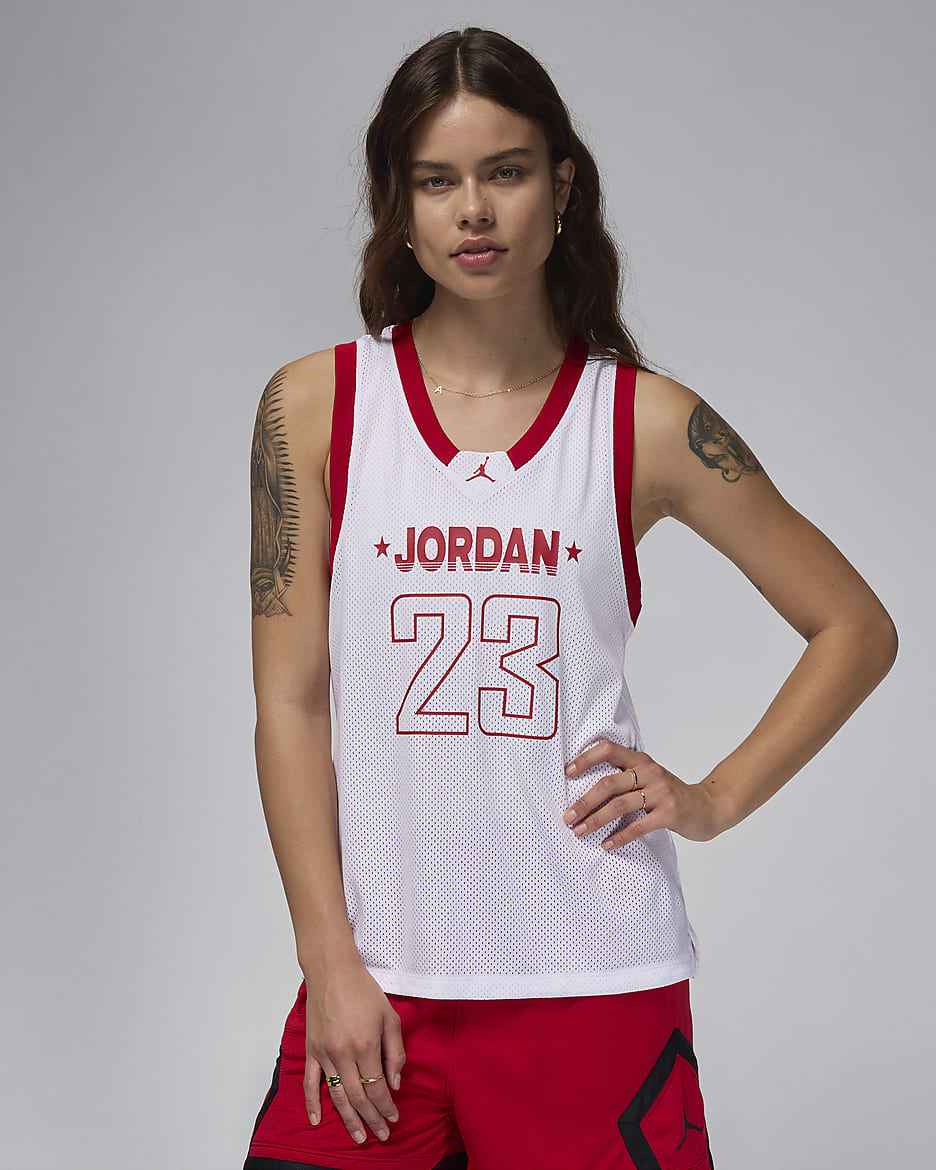 Jordan 23 Jersey-tanktop til kvinder - hvid/Gym Red/Gym Red