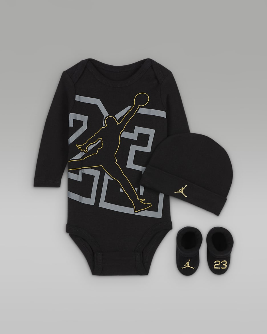 Trzyczęściowy zestaw dla niemowląt See Me Shine Jordan (0–9 M) - Czerń