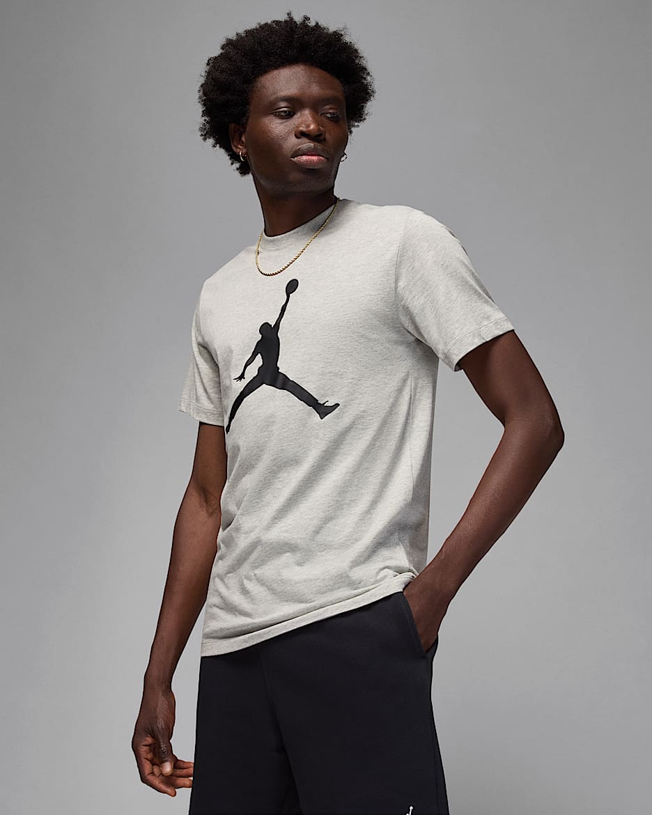 Jordan Jumpman Camiseta - Hombre - Gris jaspeado/Negro/Negro