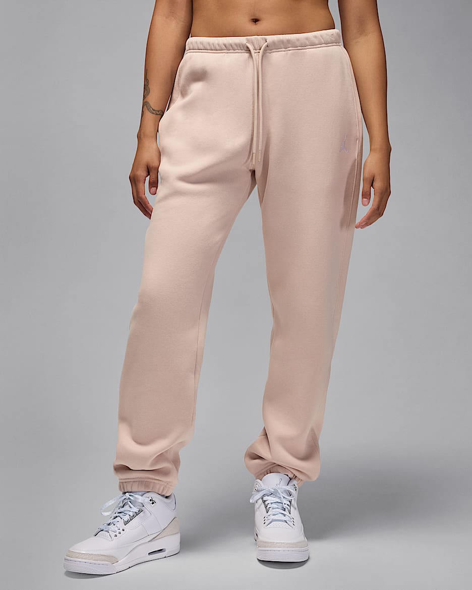 Byxor Jordan Brooklyn Fleece för kvinnor - Fossil Stone/Vit