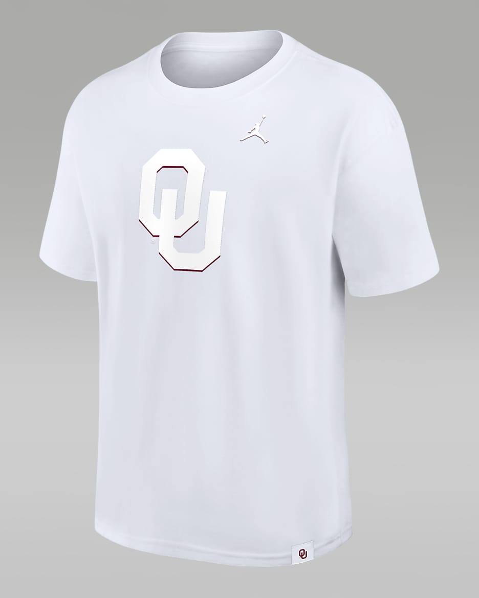 Playera universitaria Jordan para hombre Oklahoma Sooners Statement Max90 - Blanco